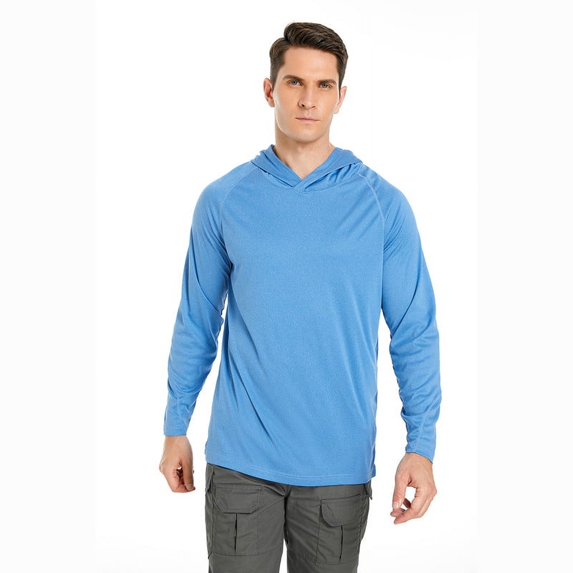 Mens UPF 50+ Sun Protection Long Sleeve Fishing Hoodies for Hiking Running Cycling