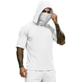 thumbnail image 1 of Mens UPF 50+ Sun Protection Shirts Hoodie with Mask Quick Dry Short Sleeve Lightweight Fishing Shirt Hiking Top White L, 1 of 7