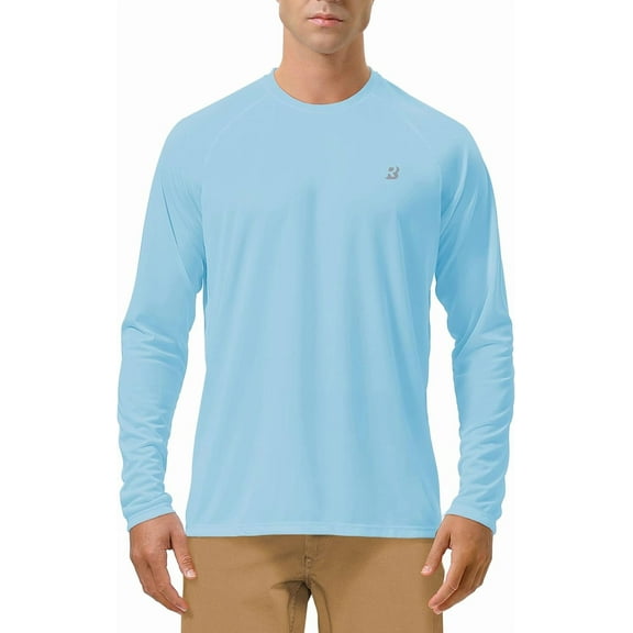 Mens UPF 50+ UV Sun Protection Shirts Outdoor Long Sleeve SPF Rash Guard for Fishing Hiking Swimming Running