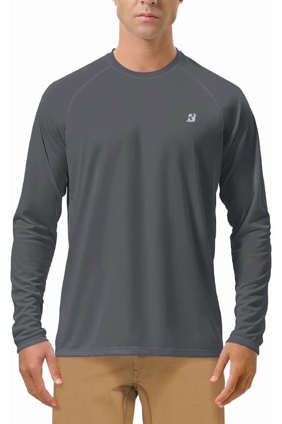 Mens UPF 50+ UV Sun Protection Shirts Outdoor Long Sleeve SPF Rash Guard for Fishing Hiking Swimming Running