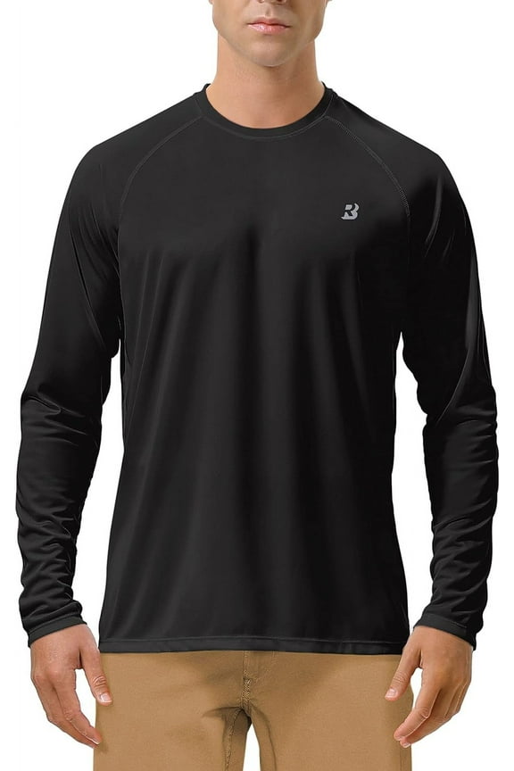 Mens UPF 50+ UV Sun Protection Shirts Outdoor Long Sleeve SPF Rash Guard for Fishing Hiking Swimming Running