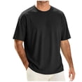 thumbnail image 1 of Mens UPF50+ Sun Protection Swim Surf Short Sleeve Athletic Shirts Rash Guard Quick Dry Performance Shirts Big and Tall Size M-4XL Black, 1 of 6