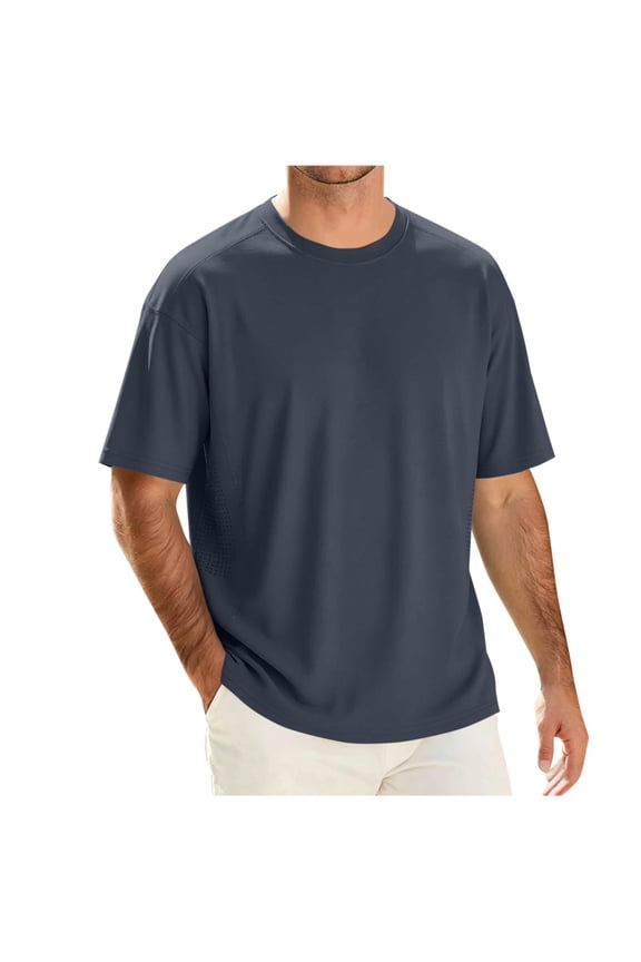 Mens UPF50+ Sun Protection Swim Surf Short Sleeve Athletic Shirts Rash Guard Quick Dry Performance Shirts Big and Tall Size M-4XL Dark Gray