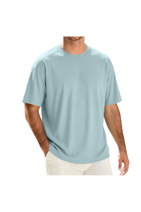 Mens UPF50+ Sun Protection Swim Surf Short Sleeve Athletic Shirts Rash Guard Quick Dry Performance Shirts Big and Tall Size M-4XL Green