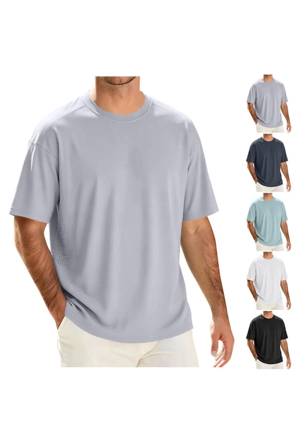 Mens UPF50+ Sun Protection Swim Surf Short Sleeve Athletic Shirts Rash Guard Quick Dry Performance Shirts Big and Tall Size M-4XL White