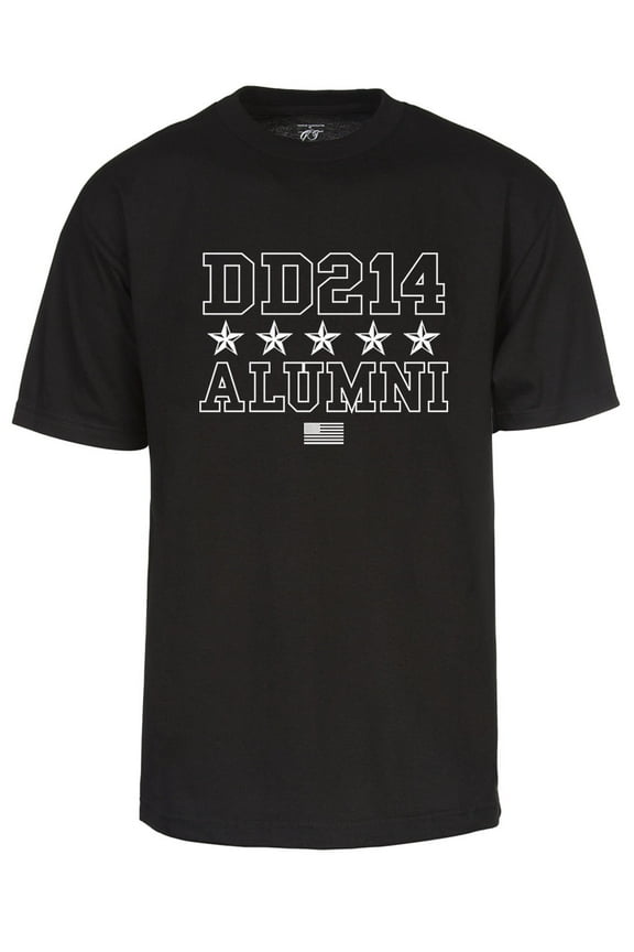 Mens US Armed Forces DD214 T-Shirt - Army Navy Marine Air Force Alumni Shirt, Black Small