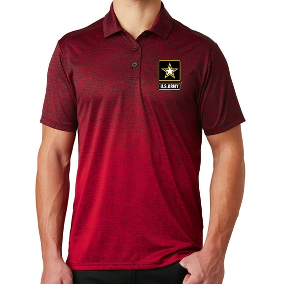 Mens US Army Emblem Premium Polo Shirt - Deep Red/Black, Small