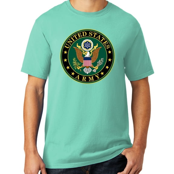 Mens US Army Insignia Cotton Tee Shirt, 2XL Mint Green