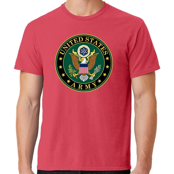 Mens US Army Insignia Cotton Tee Shirt, 2XL Poppy Red