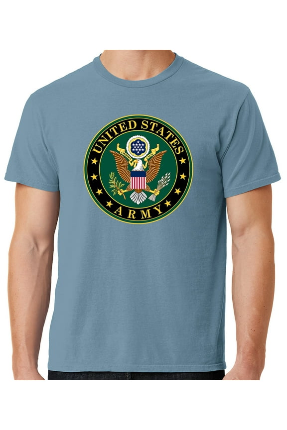 Mens US Army Insignia Cotton Tee Shirt, 4XL Mist Blue