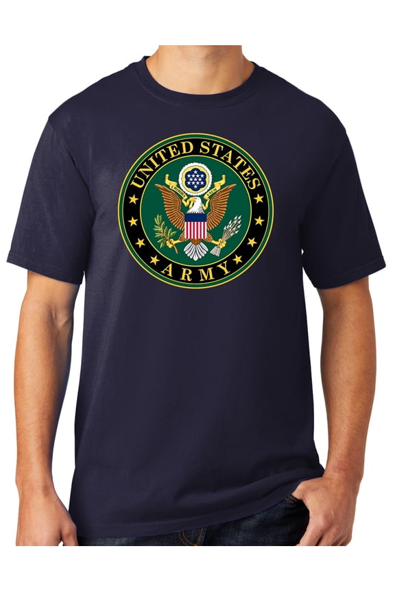 Mens US Army Insignia Cotton Tee Shirt, Small True Navy Blue