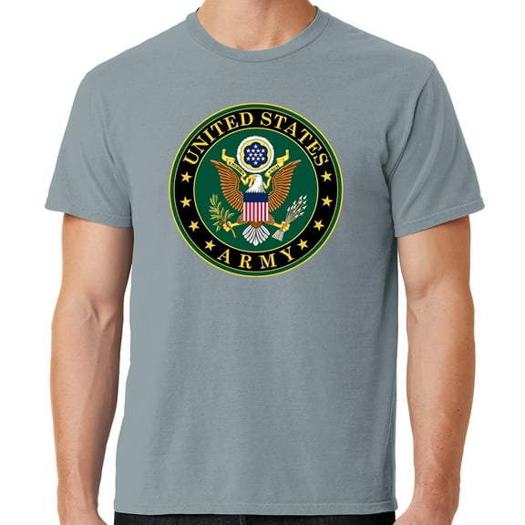 Mens US Army Insignia Cotton Tee Shirt, XL Dove Grey