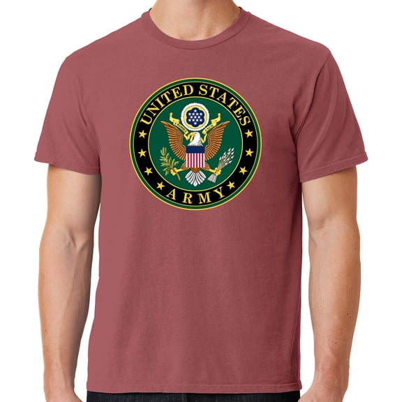 Mens US Army Insignia Cotton Tee Shirt, XL Red Rock
