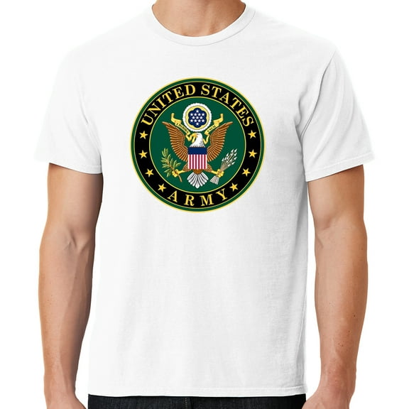Mens US Army Insignia Cotton Tee Shirt, XL White