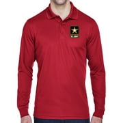 Mens US Army Logo Long Sleeve Polo Shirt - Red, 2XL