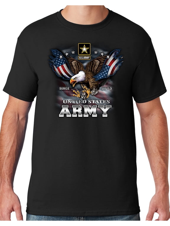 Mens US Army Patriotic Eagle T-shirt, 2XL Black