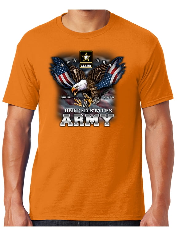 Mens US Army Patriotic Eagle T-shirt, 2XL Tennessee Orange