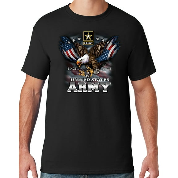 Mens US Army Patriotic Eagle T-shirt, 3XL Black