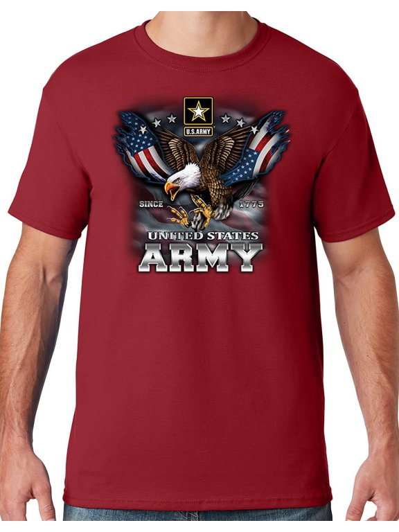 Mens US Army Patriotic Eagle T-shirt, 3XL Crimson Red