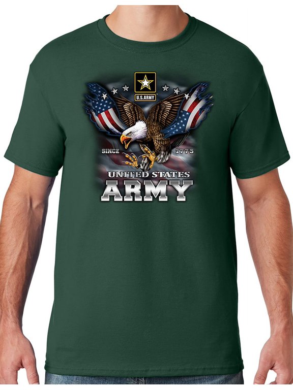 Mens US Army Patriotic Eagle T-shirt, 3XL Forest Green