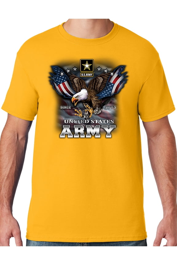Mens US Army Patriotic Eagle T-shirt, 3XL Gold