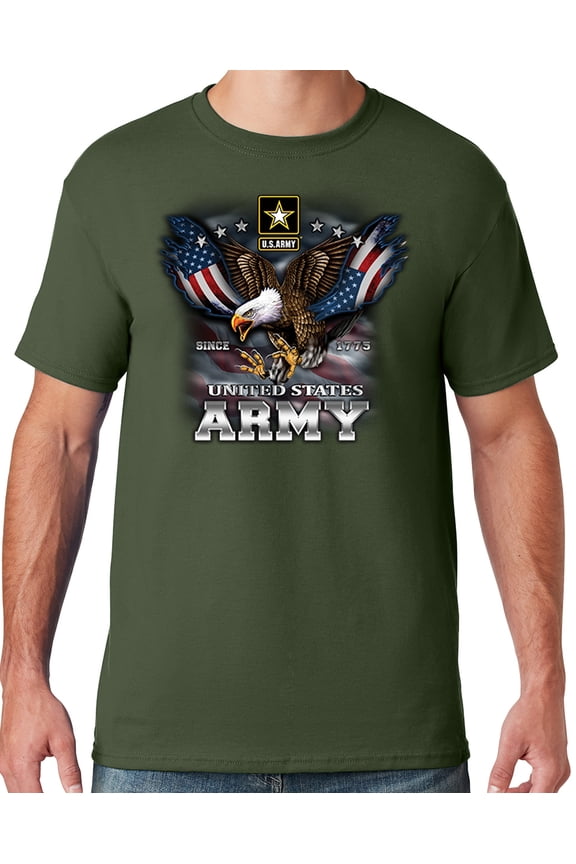 Mens US Army Patriotic Eagle T-shirt, 3XL Military Green