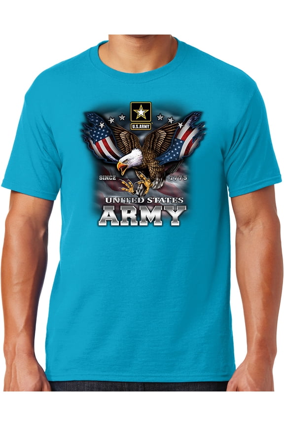 Mens US Army Patriotic Eagle T-shirt, 5XL Cali Blue