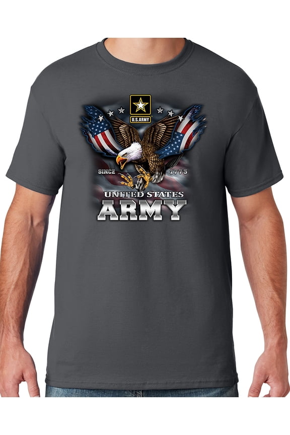 Mens US Army Patriotic Eagle T-shirt, 5XL Charcoal Grey