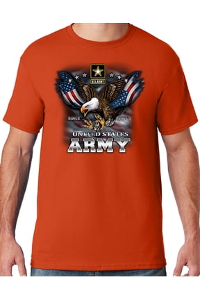 Mens US Army Patriotic Eagle T-shirt, Medium Burnt Orange