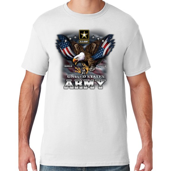 Mens US Army Patriotic Eagle T-shirt, Medium White