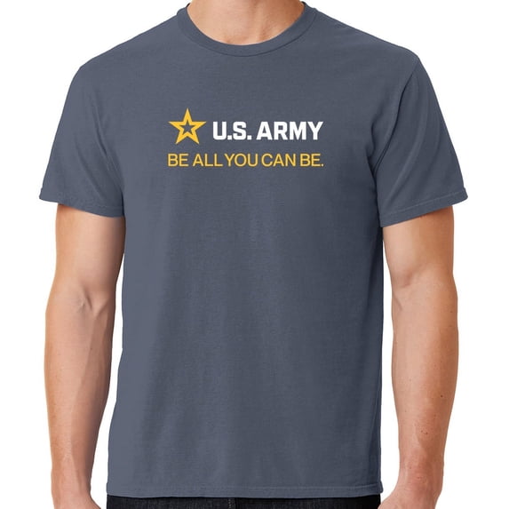 Mens US Army Strip White Tee Shirt, 2XL Denim Blue