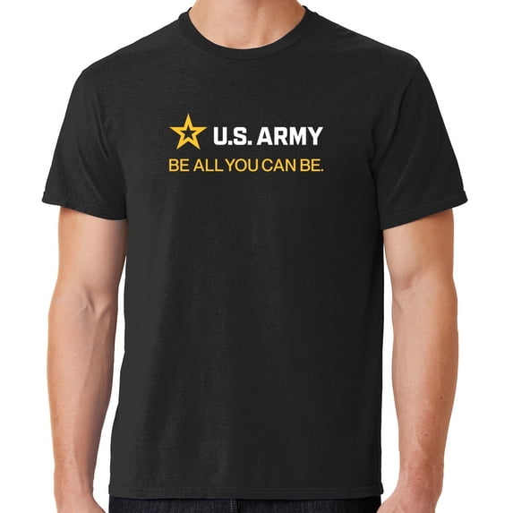 Mens US Army Strip White Tee Shirt, Large Black
