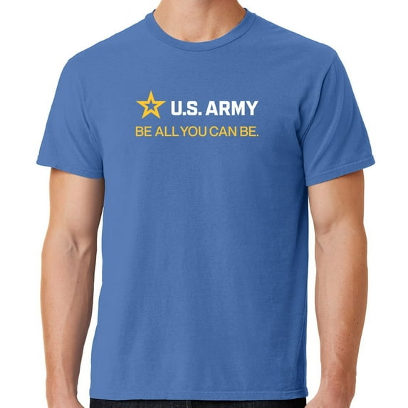 Mens US Army Strip White Tee Shirt, Large Blue Moon