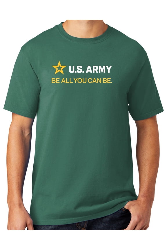Mens US Army Strip White Tee Shirt, Large Nordic Green