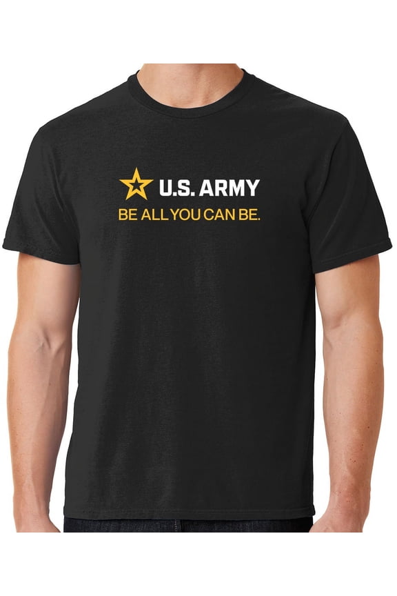 Mens US Army Strip White Tee Shirt, Medium Black