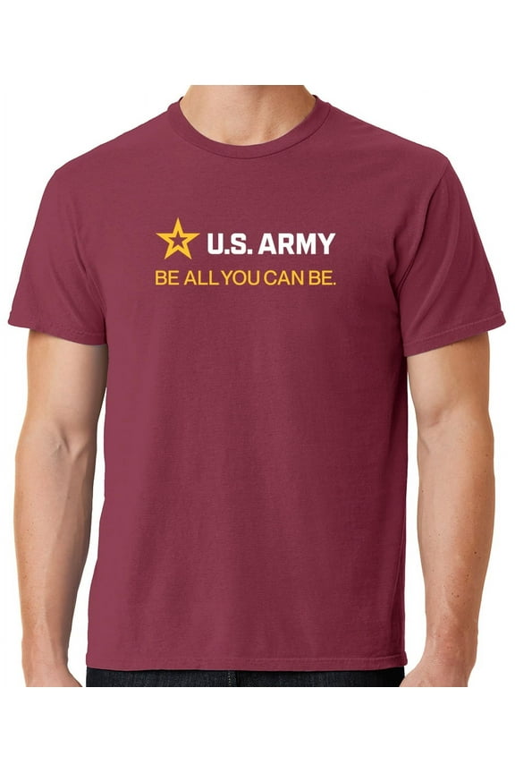 Mens US Army Strip White Tee Shirt, Medium Merlot
