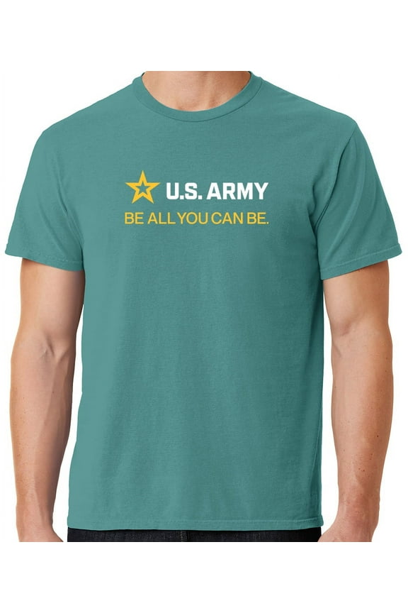 Mens US Army Strip White Tee Shirt, Medium Peacock Green
