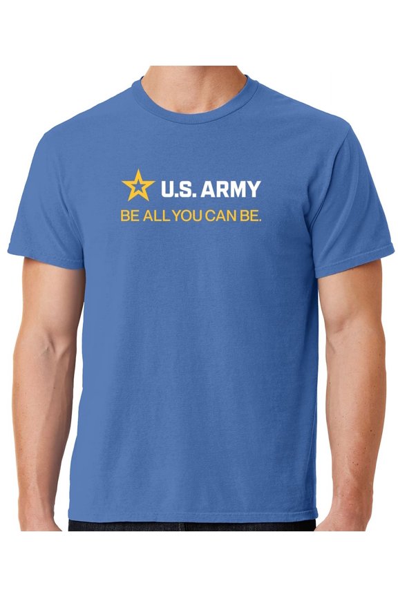 Mens US Army Strip White Tee Shirt, Small Blue Moon