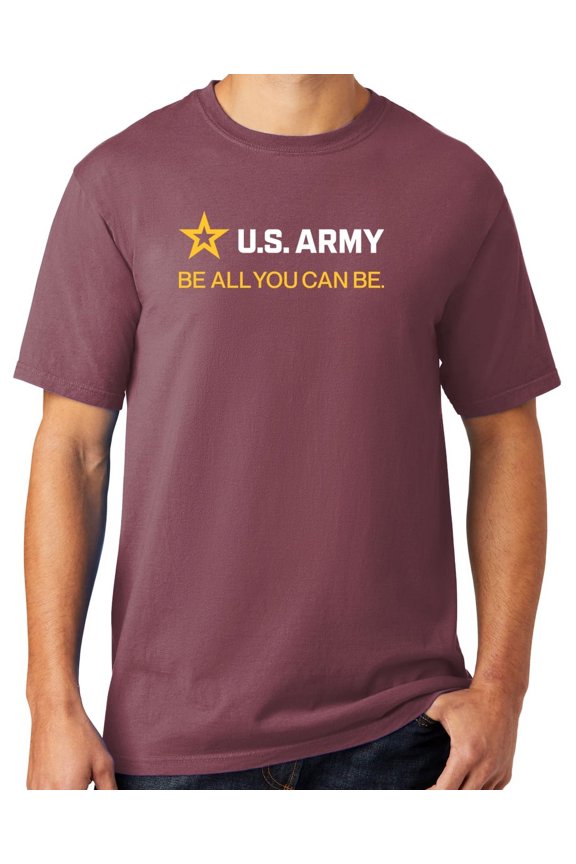 Mens US Army Strip White Tee Shirt, Small Wineberry Purple