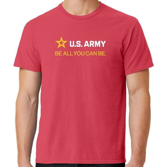 Mens US Army Strip White Tee Shirt, XL Poppy Red