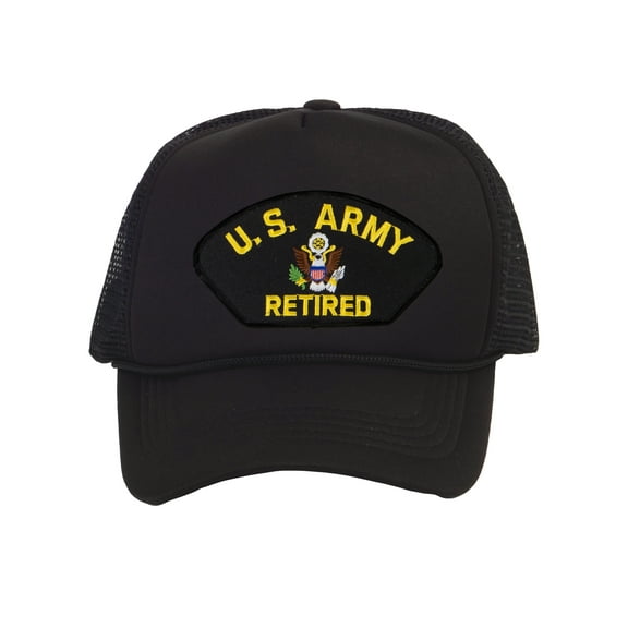 Mens US Army Trucker Hat - Adjustable Snapback Cap, Retired Black