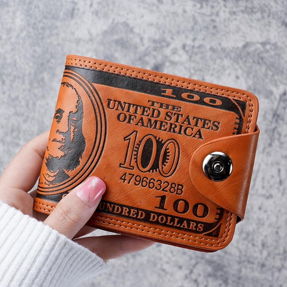 Mens US Dollar Wallet Bill Money Bifold Safe Purse,Billfold Leather Credit Card Photo Holder with Magnetic Buckle
