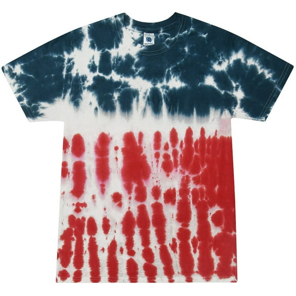 Mens US Flag Americana Tie Dye Cotton Tee Shirt, 2XL Black
