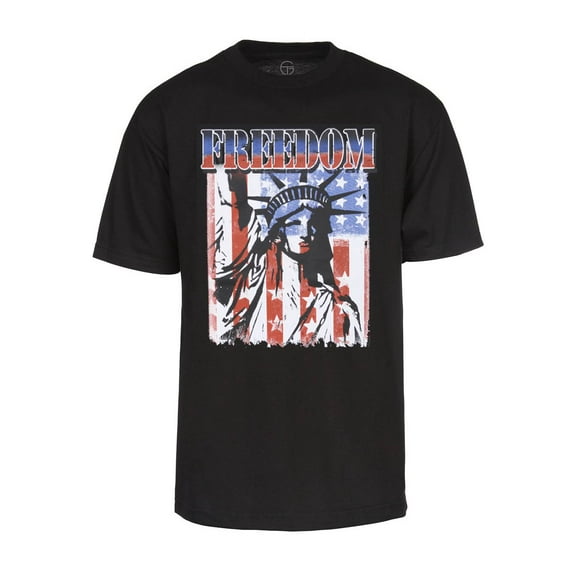 Mens US Flag w/ Lady Liberty Short-Sleeve T-Shirt - Black - Large