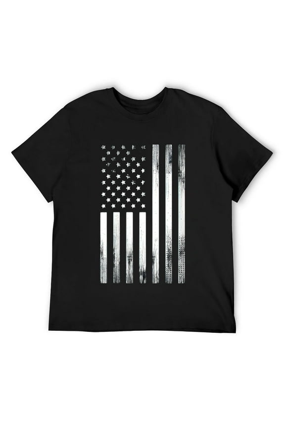 Mens US Grunt American Flag Military 1776 Armed Service Round Neck T-Shirt Black