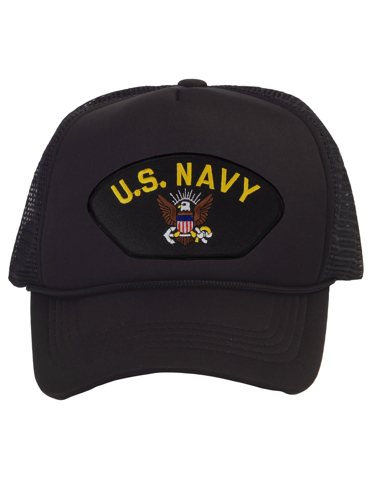 Mens US Navy Trucker Hat Adjustable Snapback Cap, Retired Black