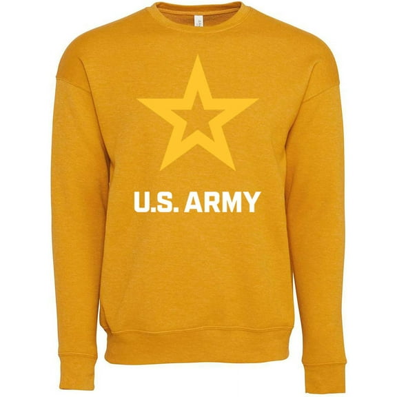 Mens US United States Army Logo Fleece Sweatshirt, Extra-Small Heather Mustard Yellow