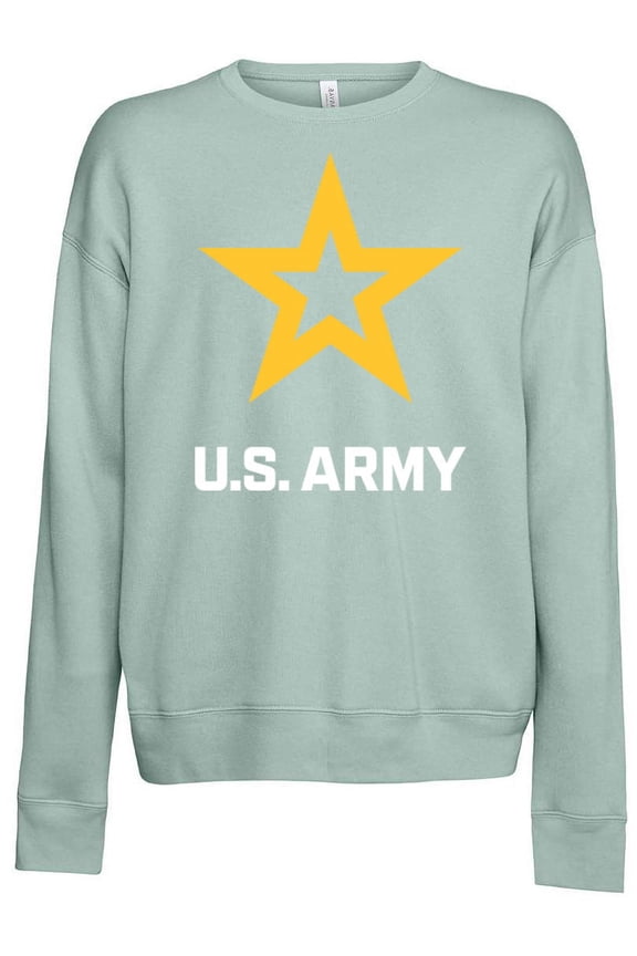 Mens US United States Army Logo Fleece Sweatshirt, Large Dusty Blue