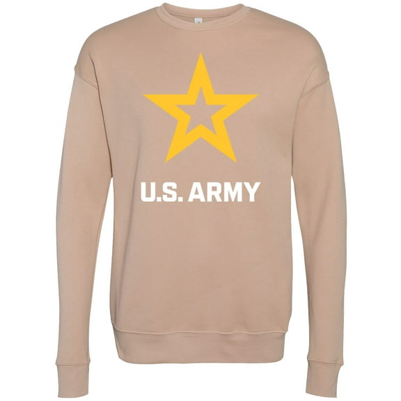 Mens US United States Army Logo Fleece Sweatshirt, Large Heather Sand Dune