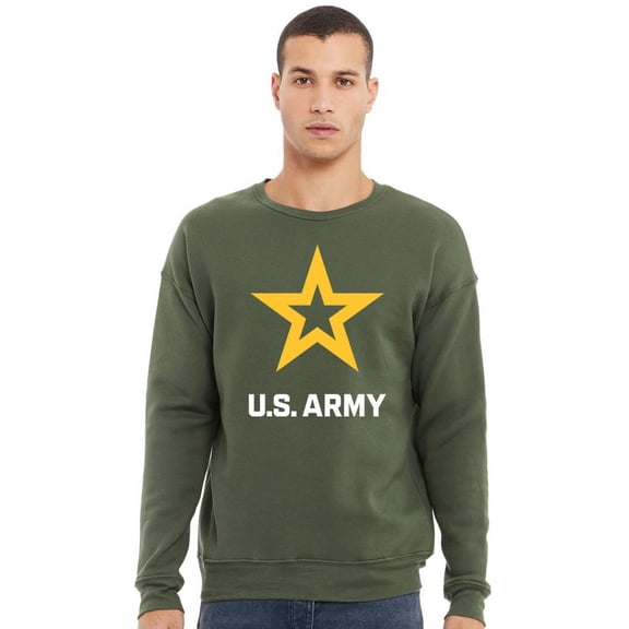 Mens US United States Army Logo Fleece Sweatshirt, Large Military Green